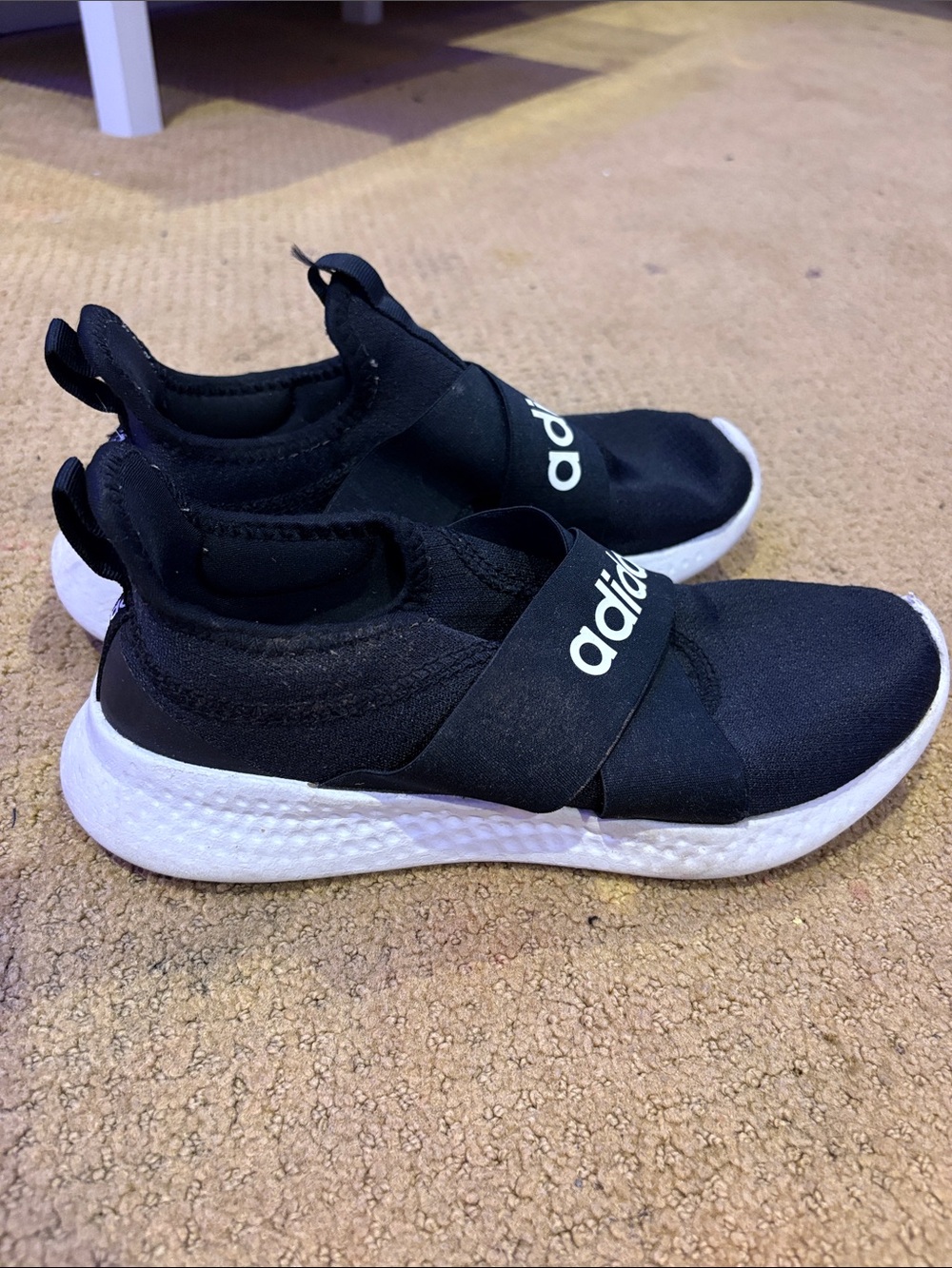 adidas Black and White Slip-On Athletic Sneakers
